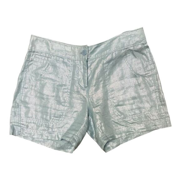 Tommy Bahama Sea-foam Mint Green Shorts Sparkle Size 4 100% Linen Designer EUC - Picture 1 of 6